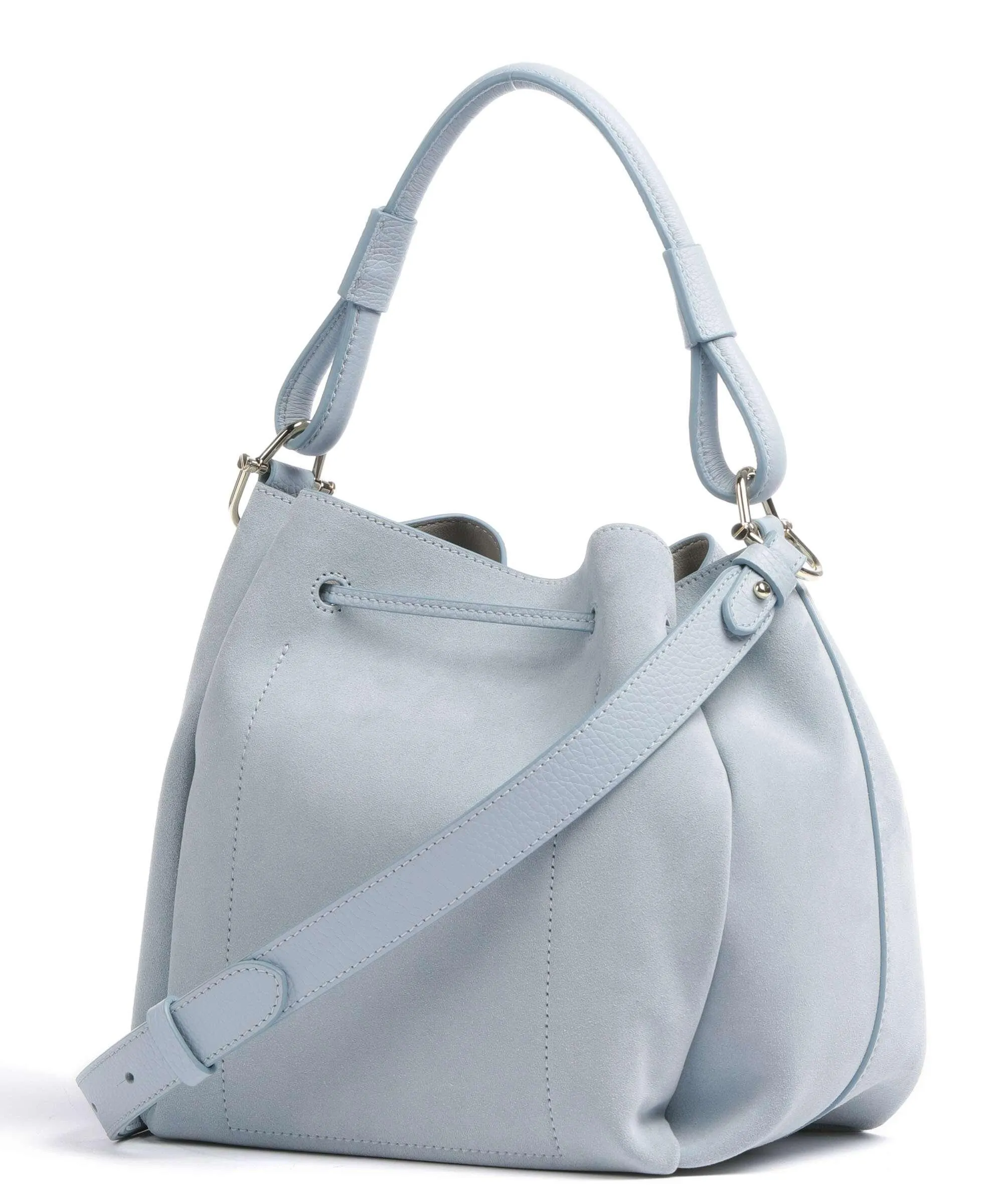  Coccinelle Eclyps Suede Borsa a secchiello pelle ruvida blu chiaro  