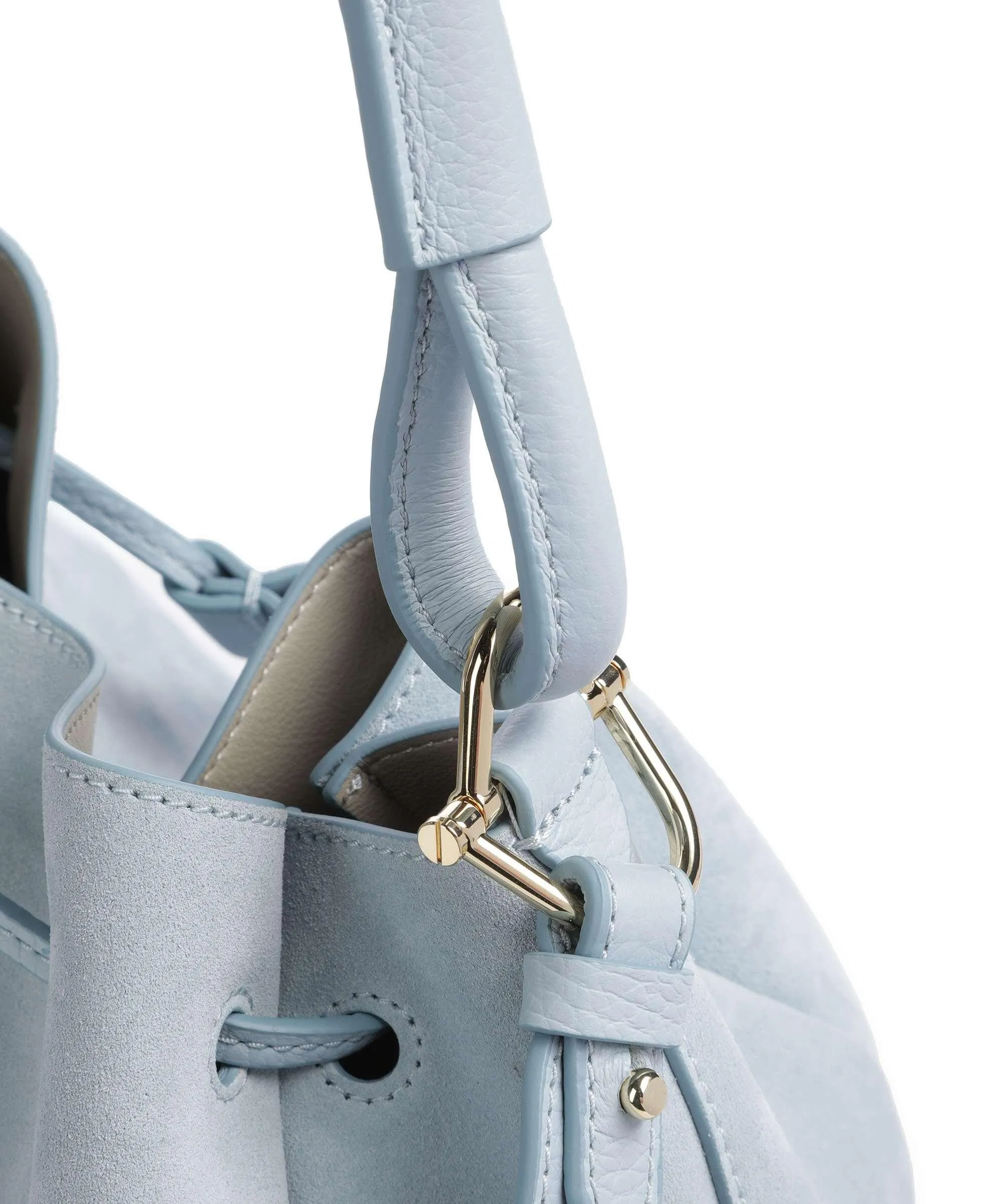  Coccinelle Eclyps Suede Borsa a secchiello pelle ruvida blu chiaro  
