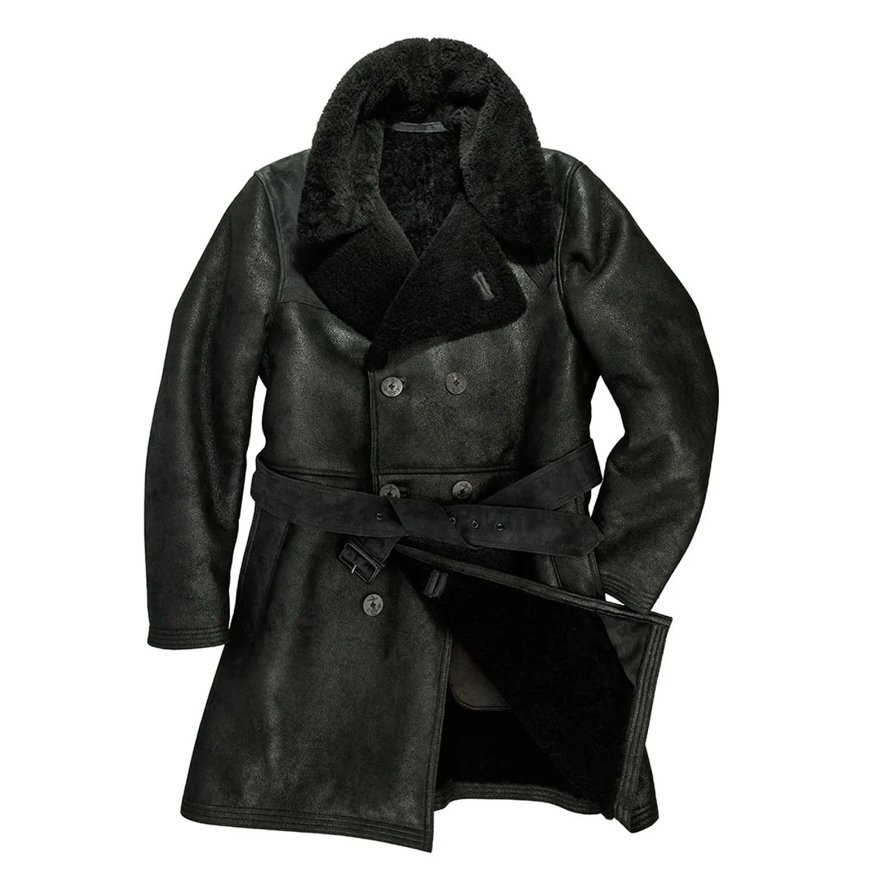 Cockpit USA Uomo The Highview Shearling Trench Nero Prodotto negli Stati Uniti