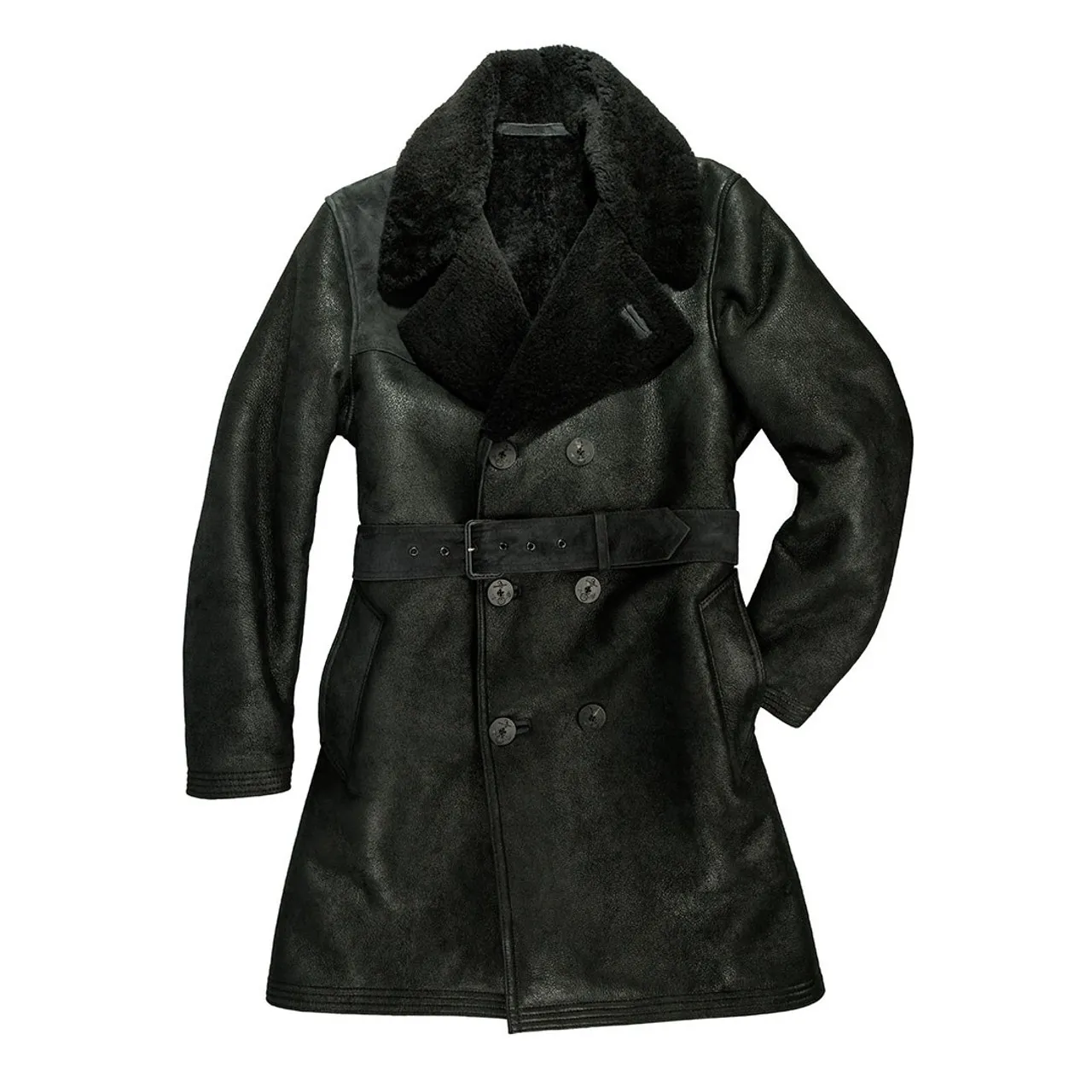 Cockpit USA Uomo The Highview Shearling Trench Nero Prodotto negli Stati Uniti