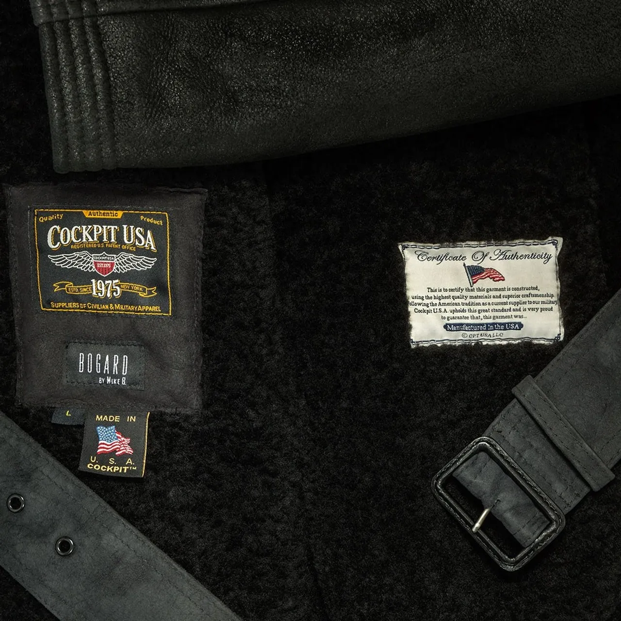 Cockpit USA Uomo The Highview Shearling Trench Nero Prodotto negli Stati Uniti