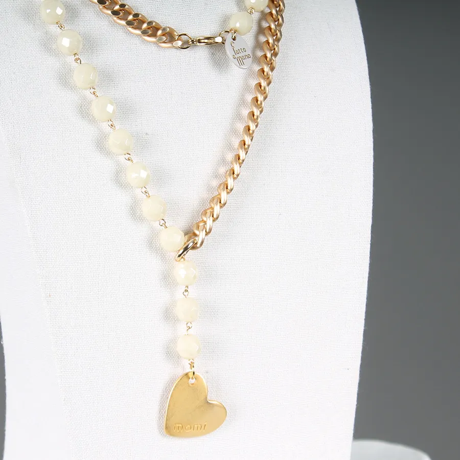 Collana Francesca cuore oro/crema