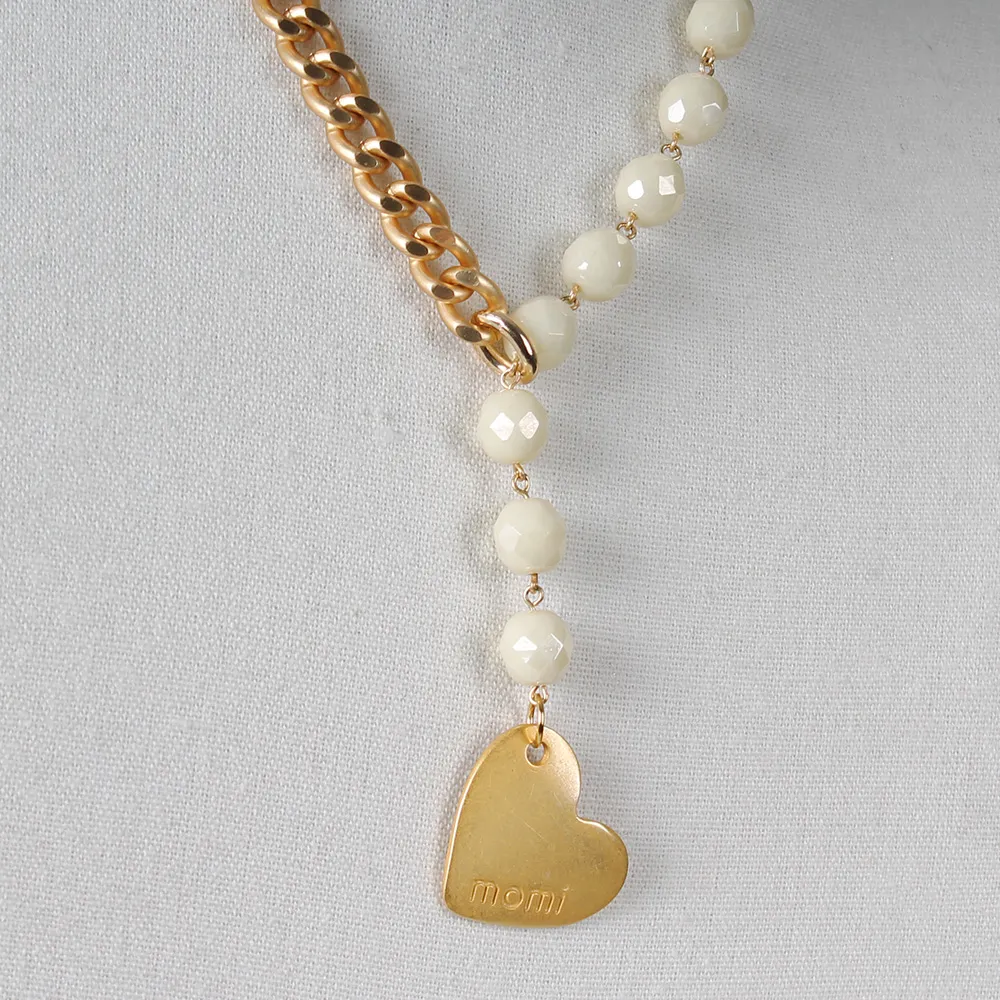 Collana Francesca cuore oro/crema