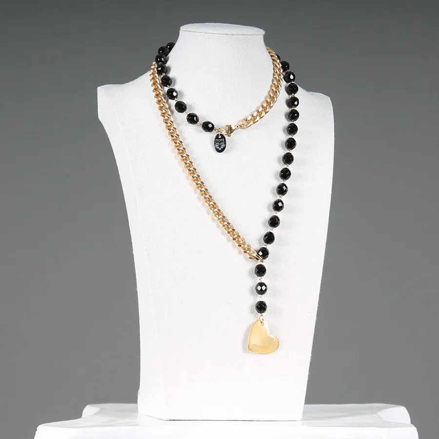 Collana Francesca cuore oro/nero