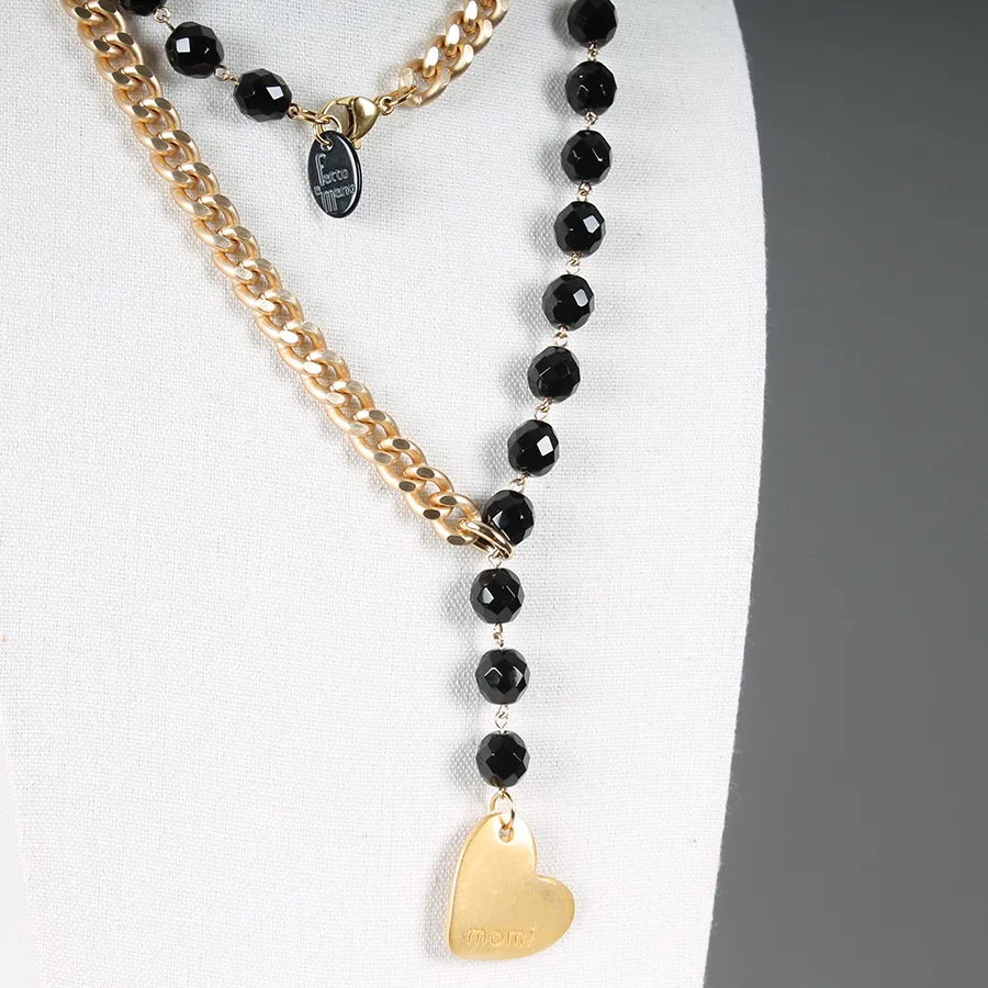 Collana Francesca cuore oro/nero