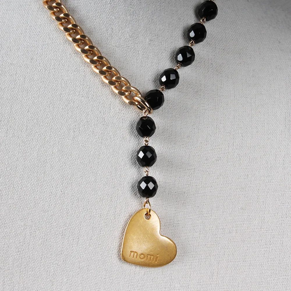 Collana Francesca cuore oro/nero