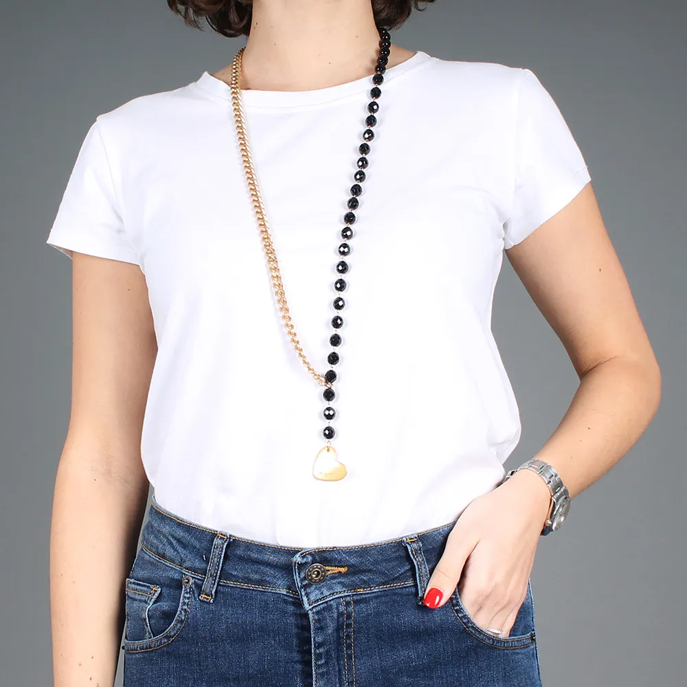 Collana Francesca cuore oro/nero