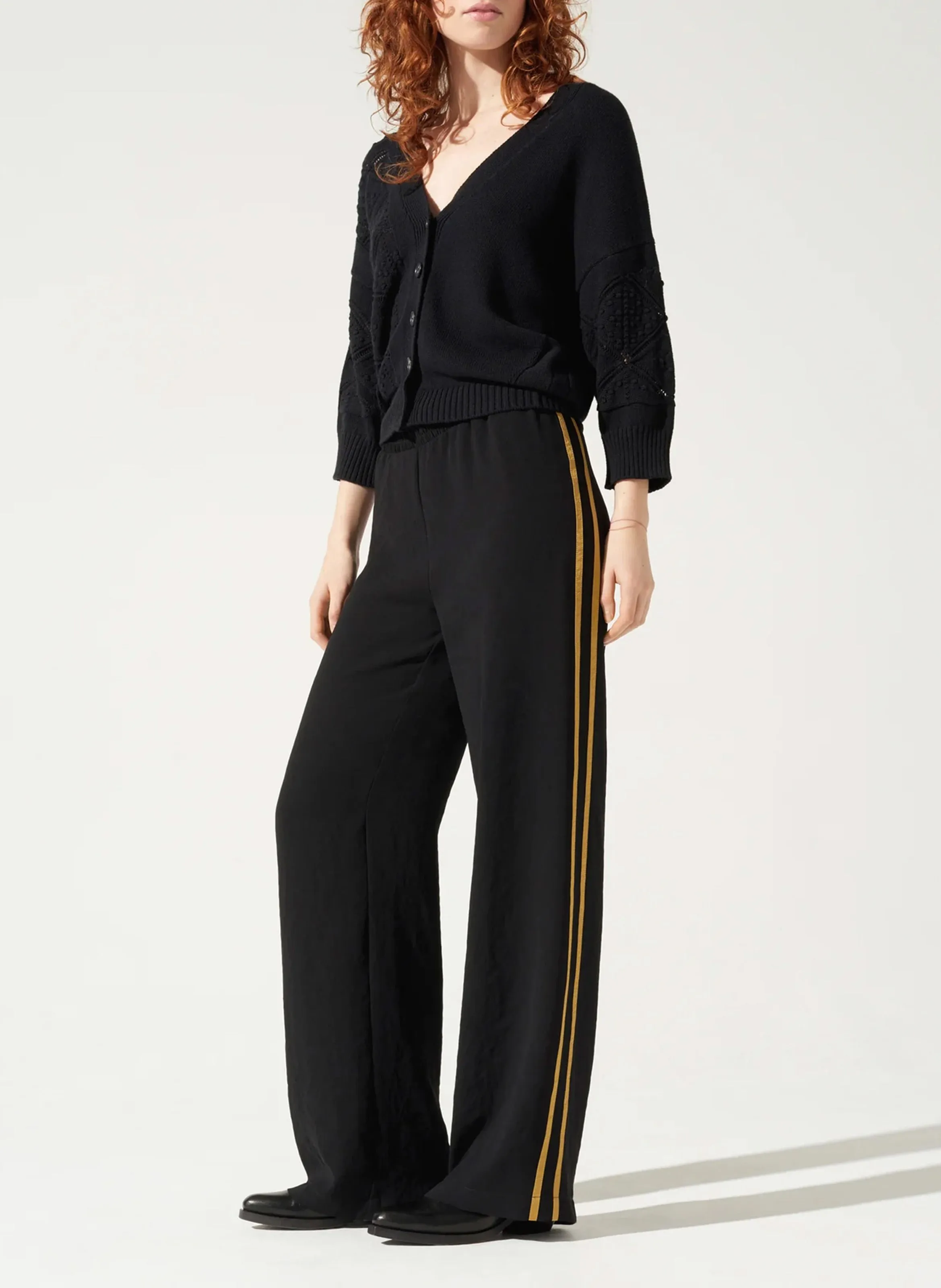  COTELAC   Cardigan ampio all'uncinetto in misto cotone | Nero