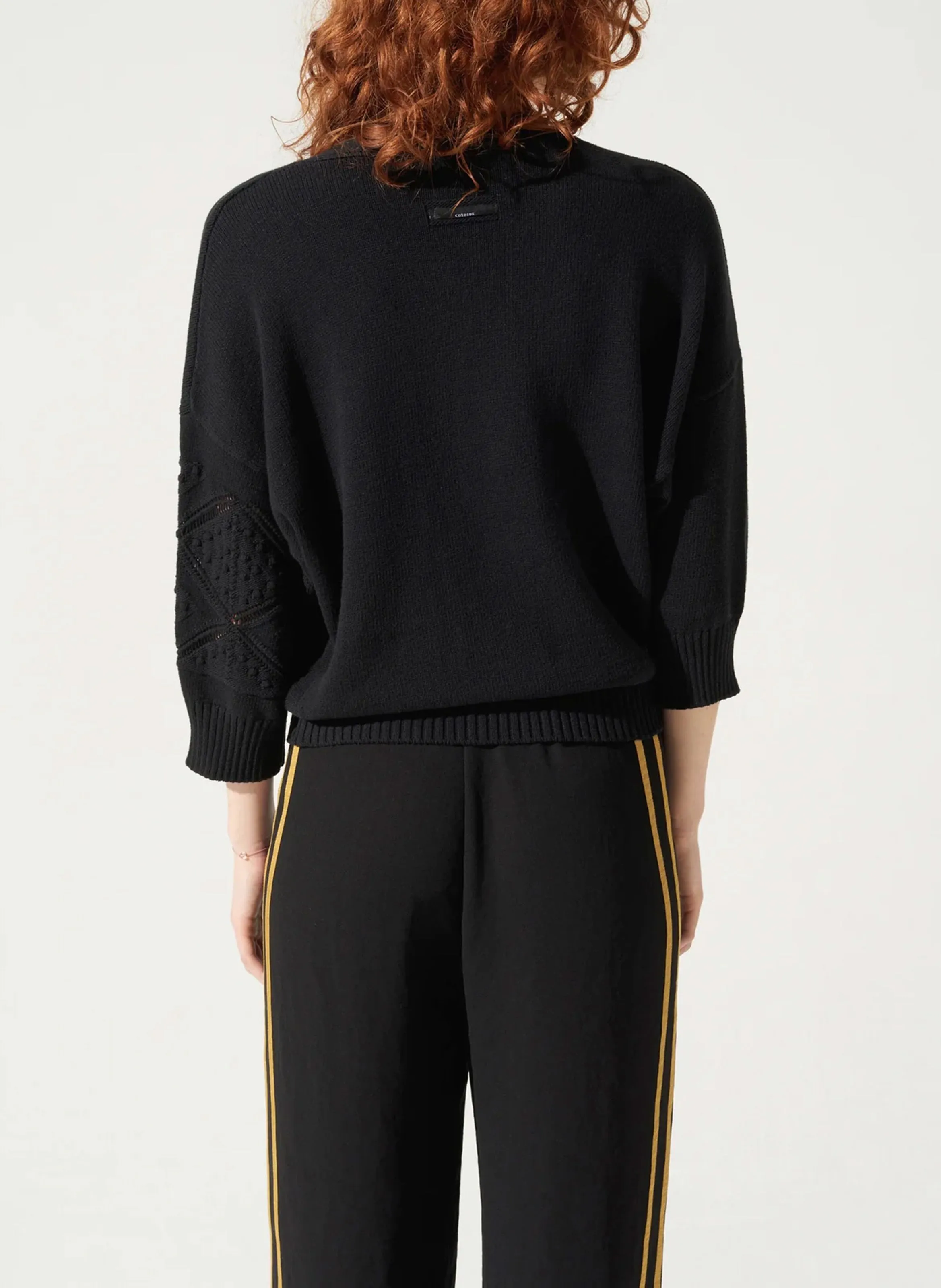  COTELAC   Cardigan ampio all'uncinetto in misto cotone | Nero