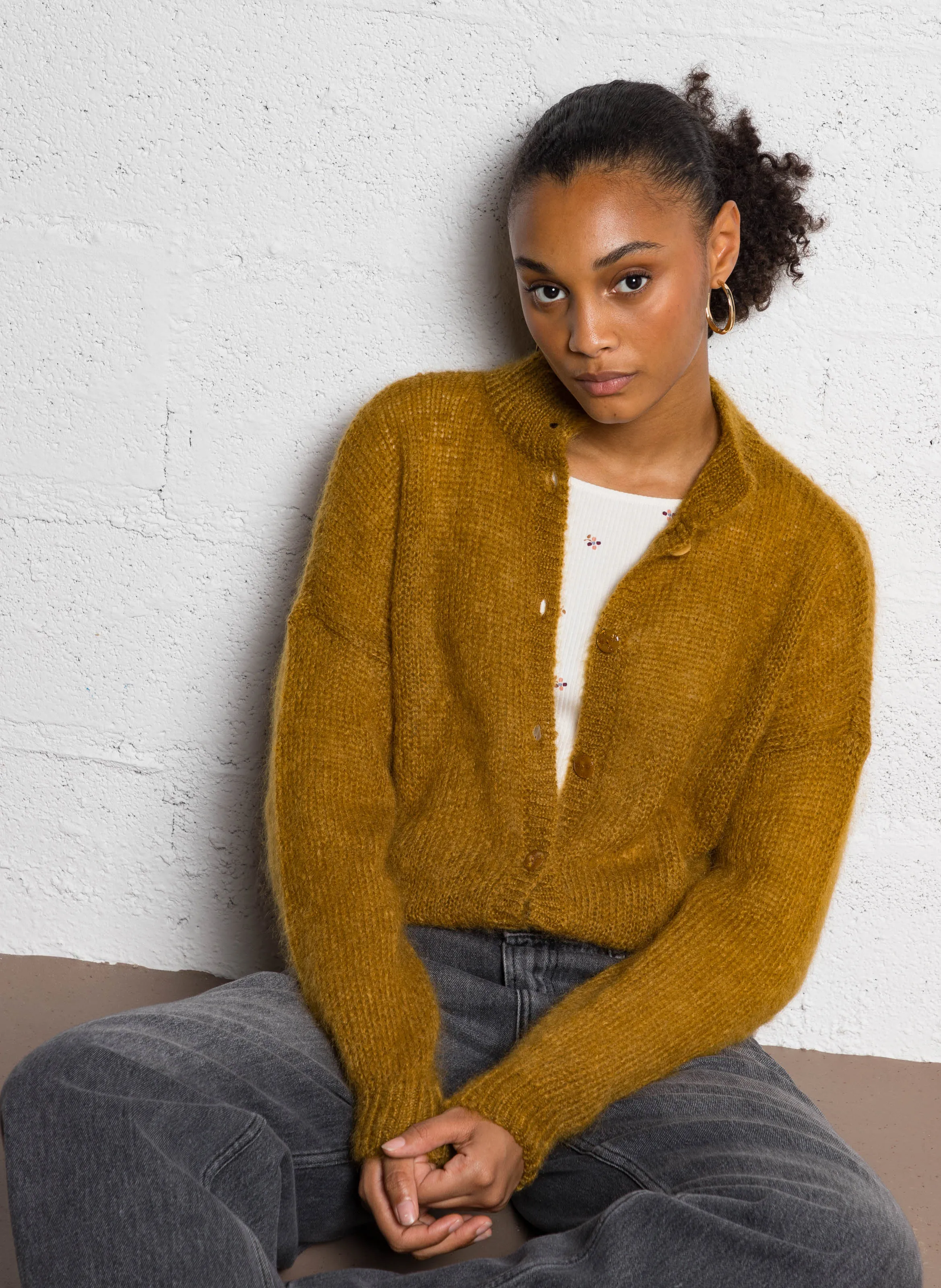  DES PETITS HAUTS   CHIDONIE - Cardigan girocollo in misto lana | Arancione