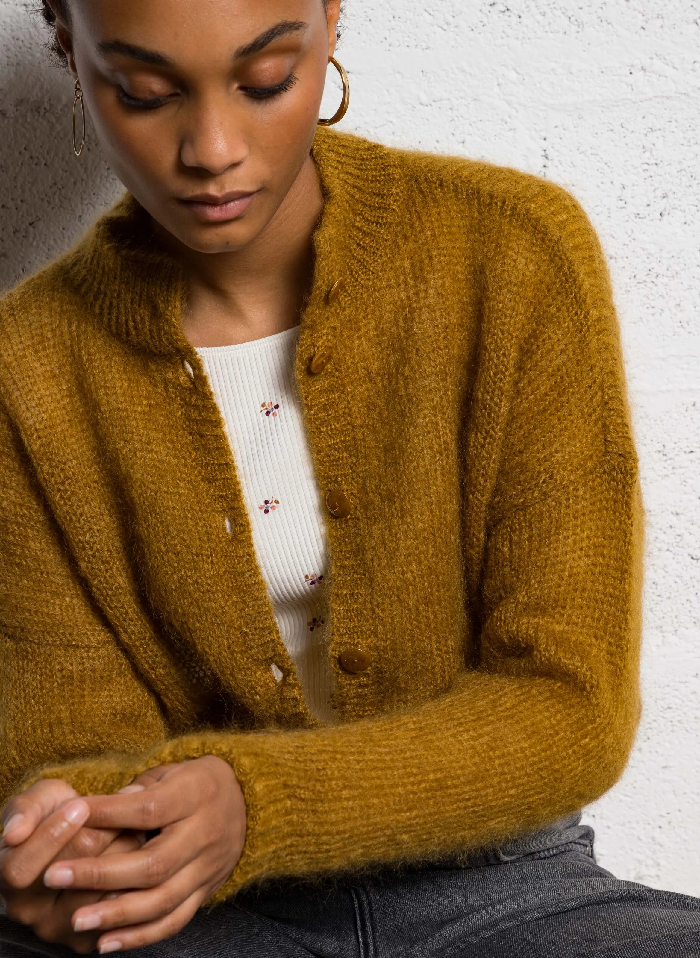  DES PETITS HAUTS   CHIDONIE - Cardigan girocollo in misto lana | Arancione