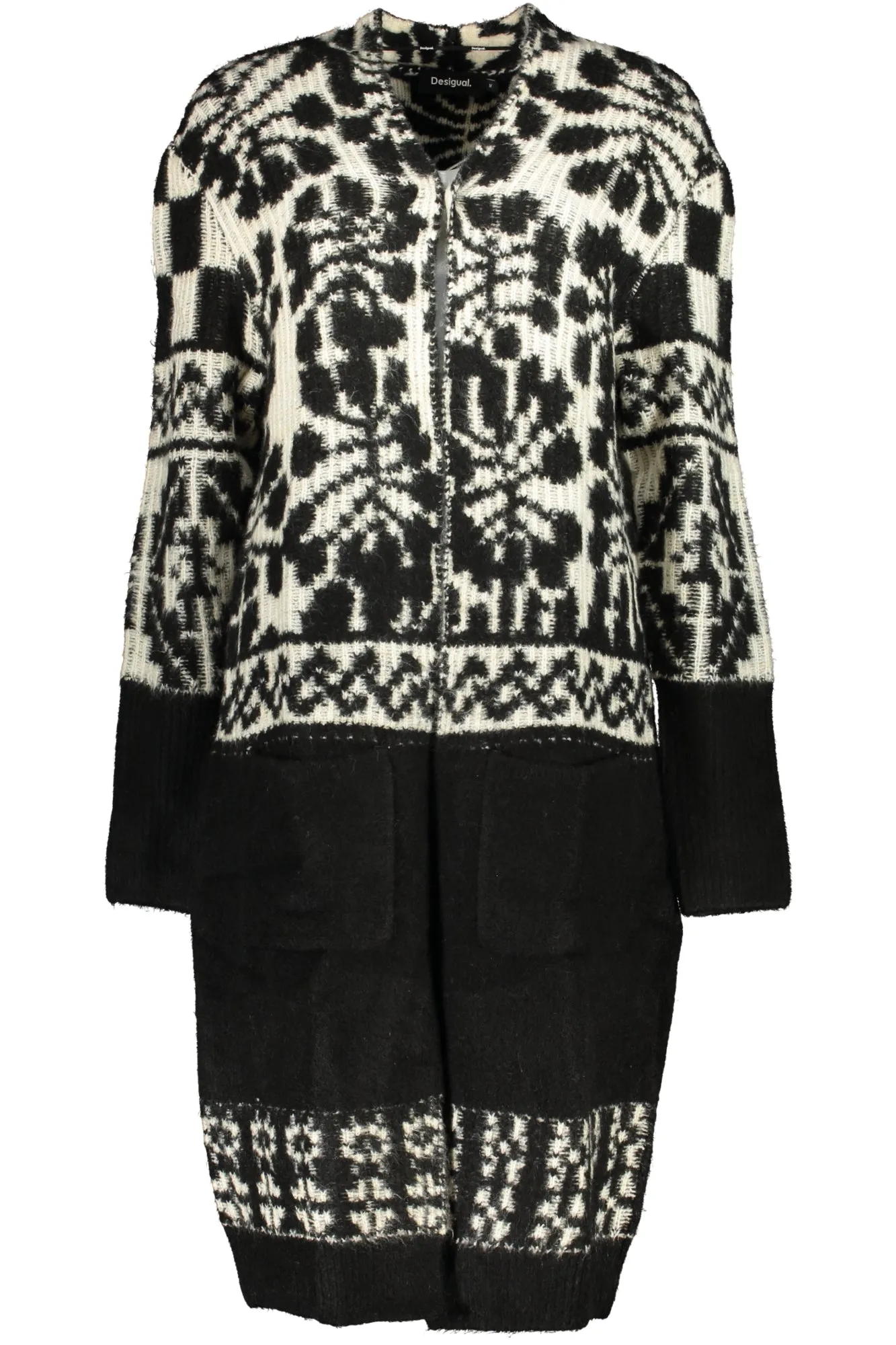 Desigual maxi cardigan nero e bianco   