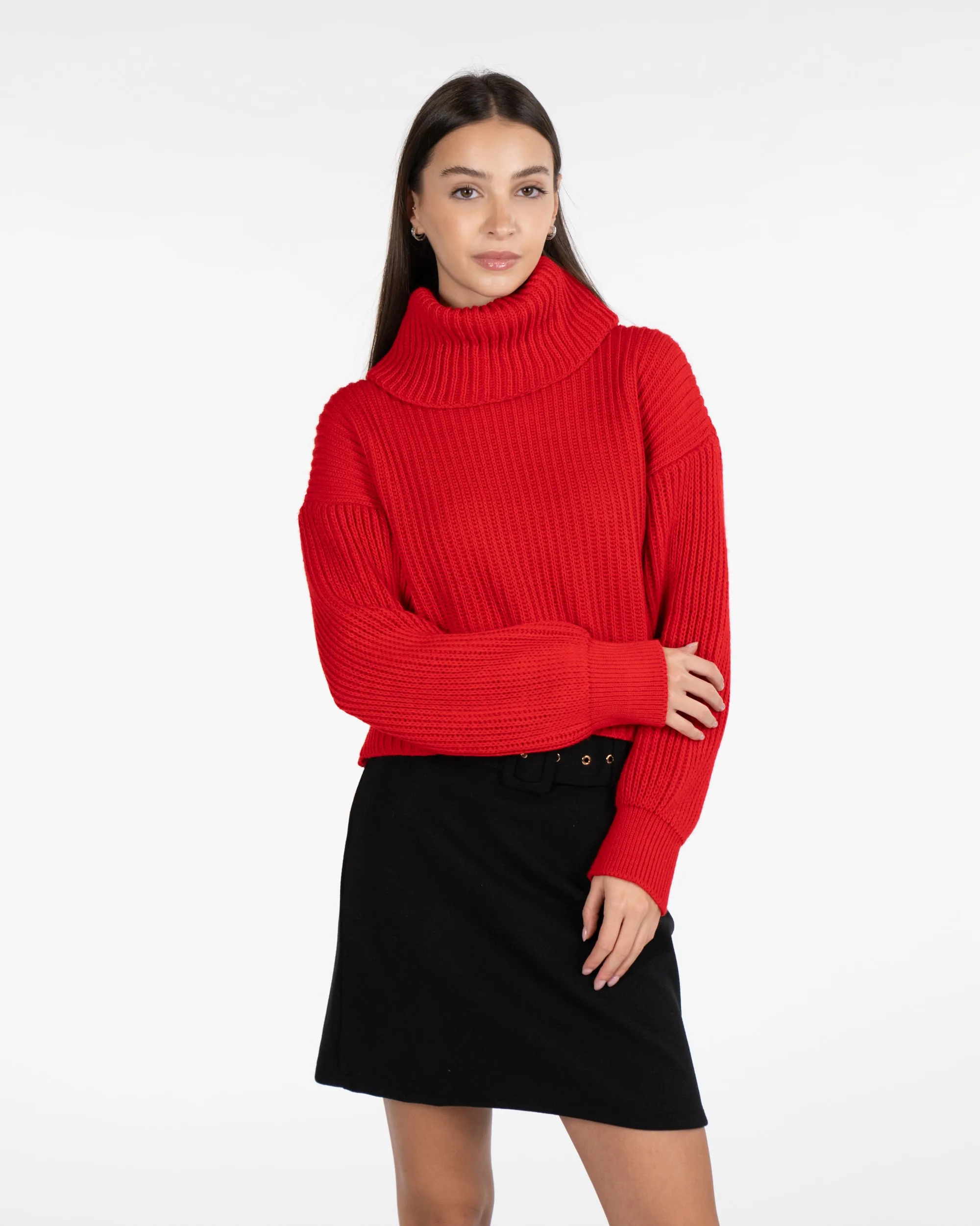 Dolcevita in maglia - ROSSO