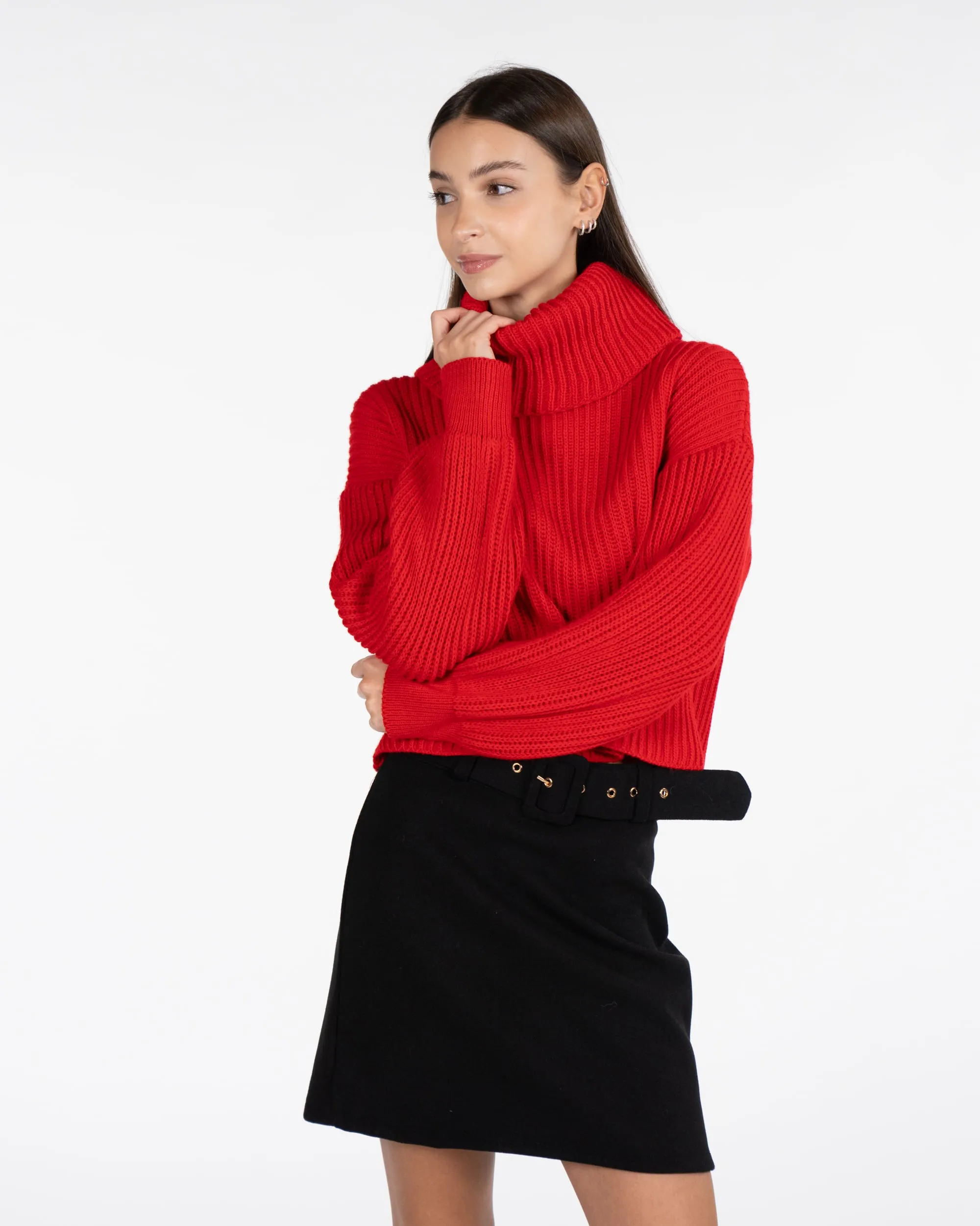 Dolcevita in maglia - ROSSO
