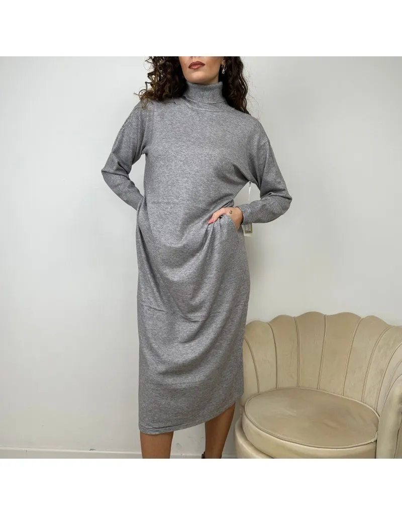 DRESS IN MAGLIA DOLCEVITA GRIGIO