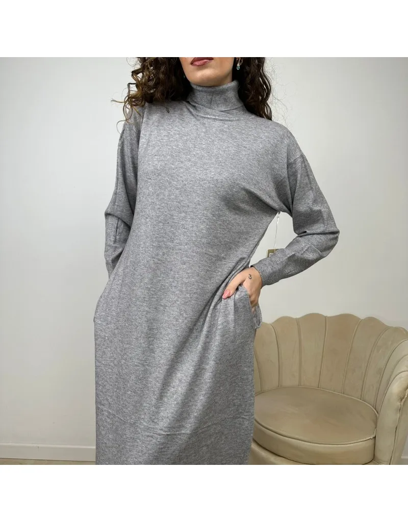 DRESS IN MAGLIA DOLCEVITA GRIGIO