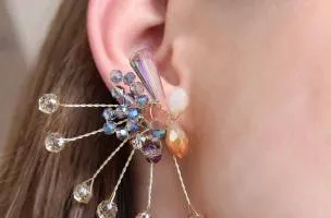 Eleganti orecchini a forma di mazzo di fiori, ART377, multicolor
