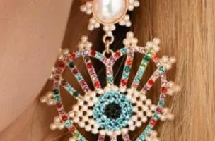 Eleganti orecchini pendenti a forma di cuore, ART380, multicolore