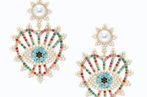 Eleganti orecchini pendenti a forma di cuore, ART380, multicolore