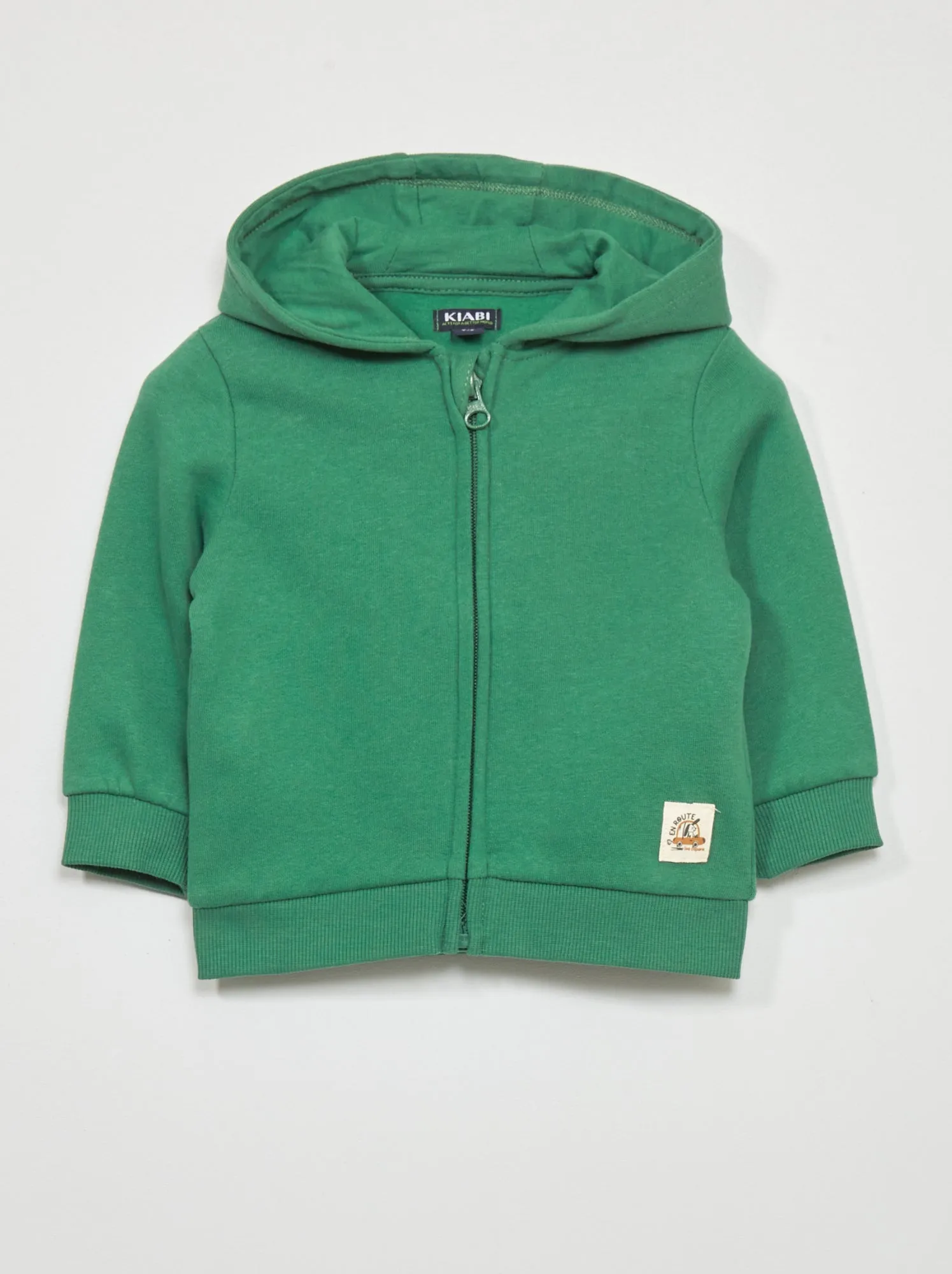 Felpa con zip in tessuto felpato - verde