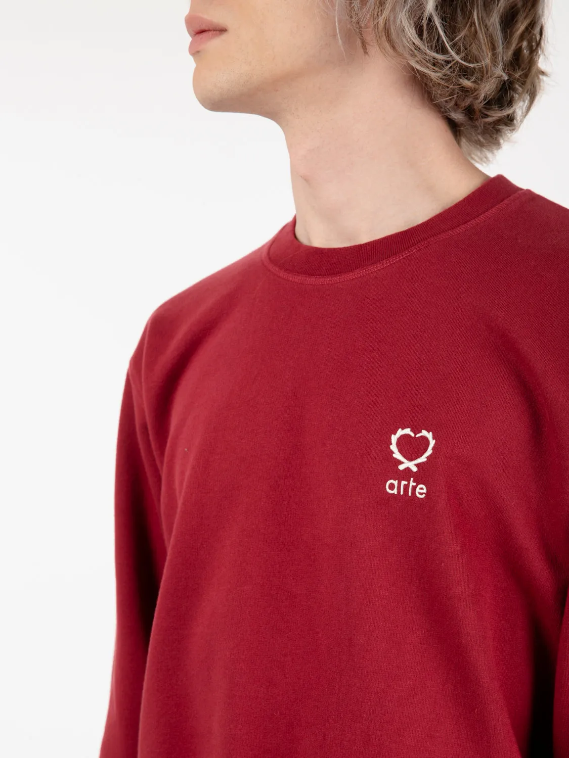 Felpa crewneck Carlos small heart bordeaux