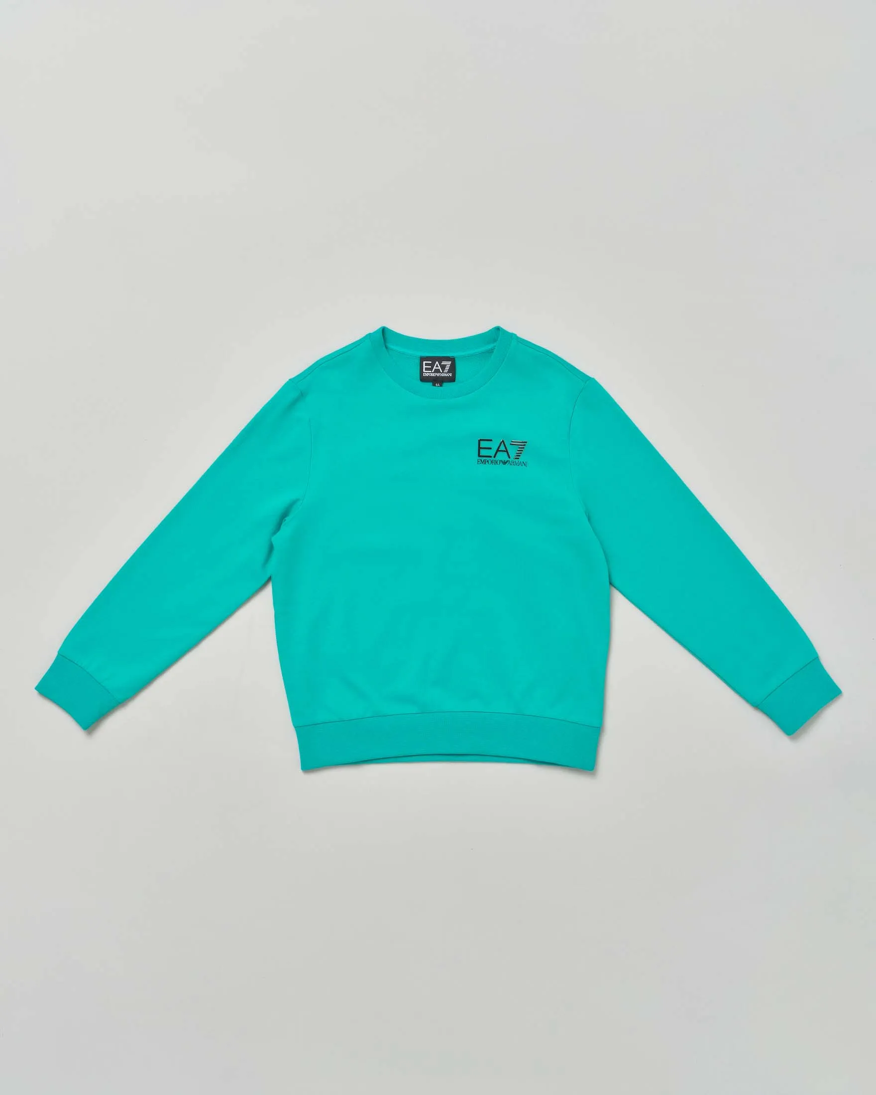 Felpa verde acqua in cotone con logo nero 10-16 anni