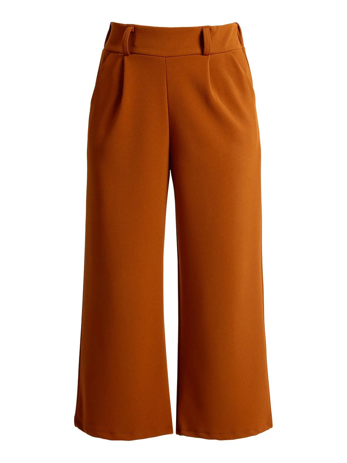 Frenetika Pantalon palazzo marron taille haute