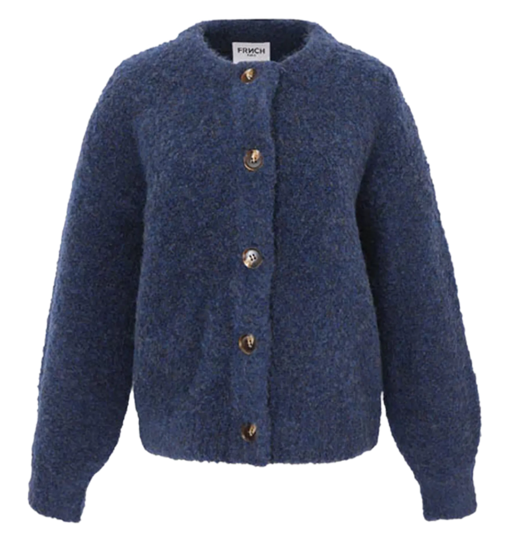  FRNCH   MEGANE - Cardigan girocollo in maglia bouclé | Blu
