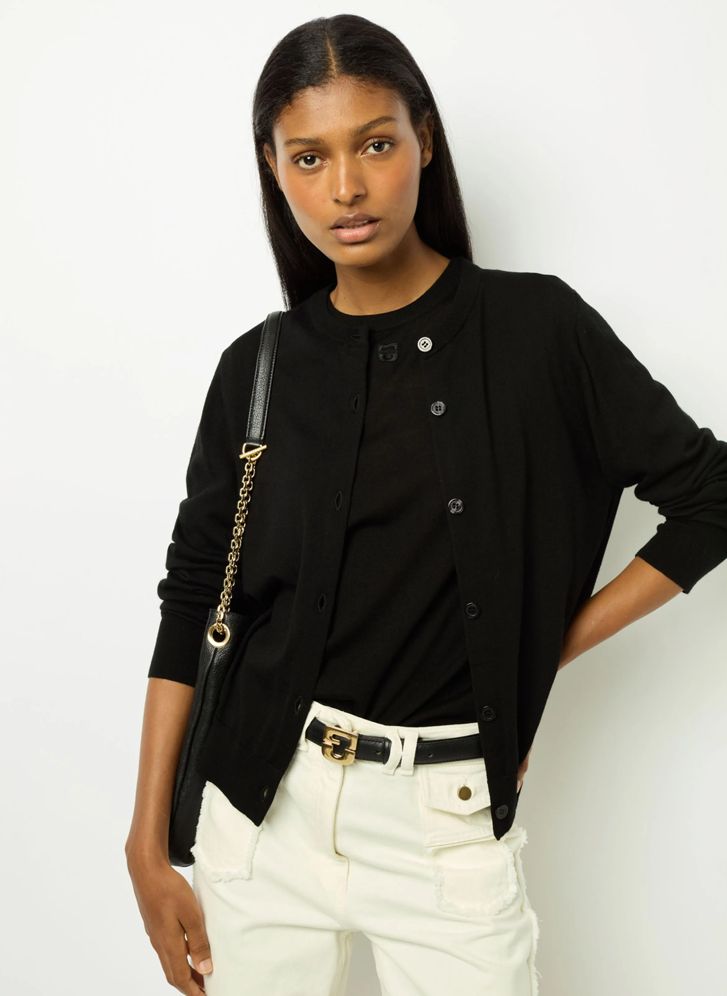  GERARD DAREL   JUSTINE - Cardigan scollo tondo in lana | Nero