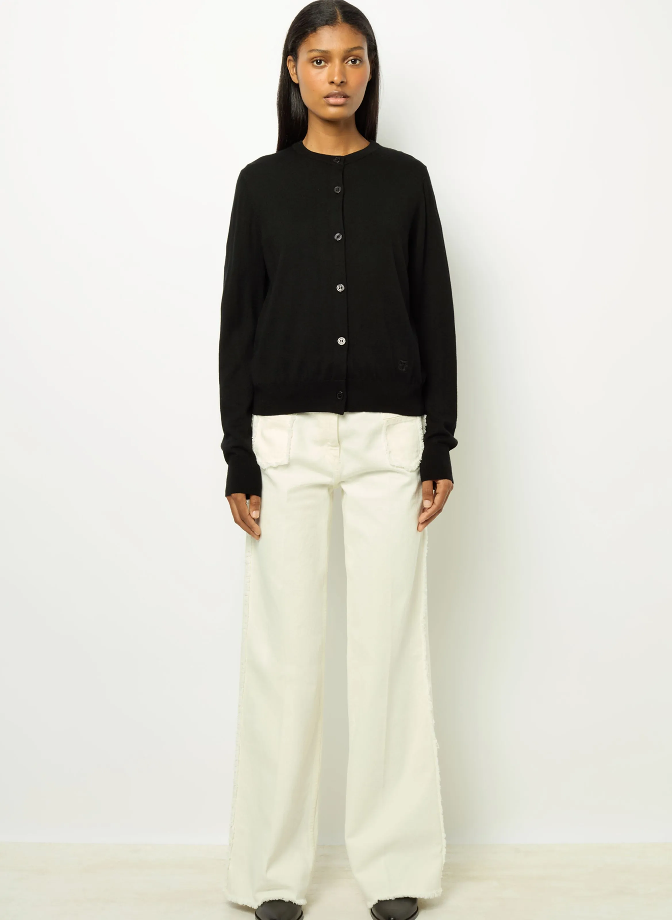  GERARD DAREL   JUSTINE - Cardigan scollo tondo in lana | Nero
