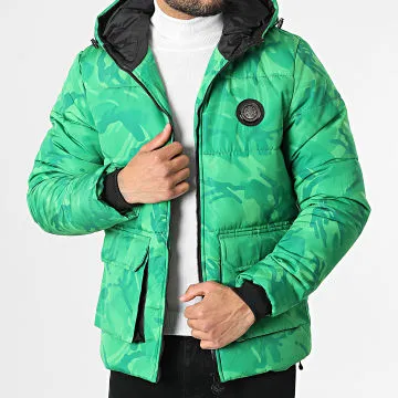 Giacca con cappuccio verde mimetico Acine