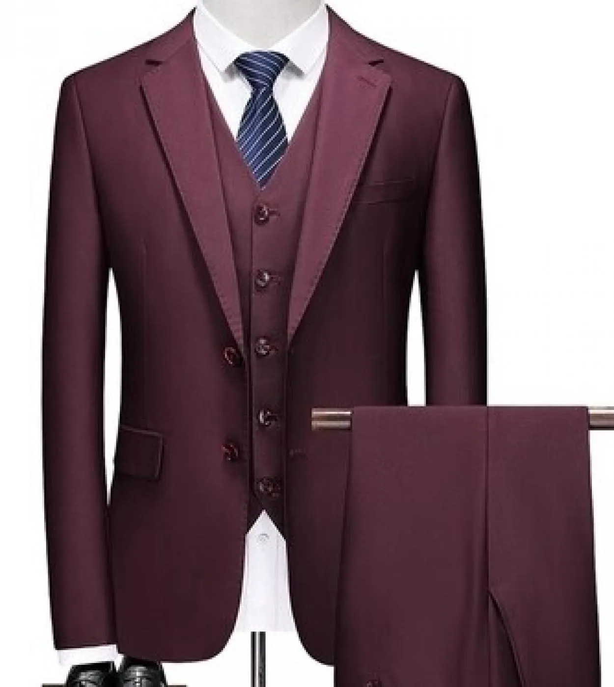 Giacca  Gilet  Pantaloni Marchio di fascia alta Luxury Mens Formal Business Abito tinta unita 3 pezzi Abito da sposa sposo P