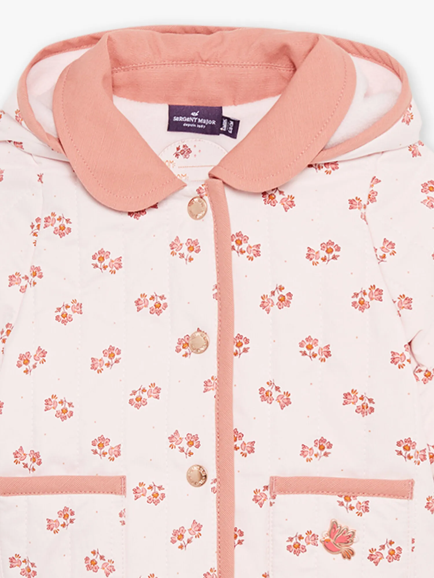 Giacca trapuntata con cappuccio e stampa fiori    