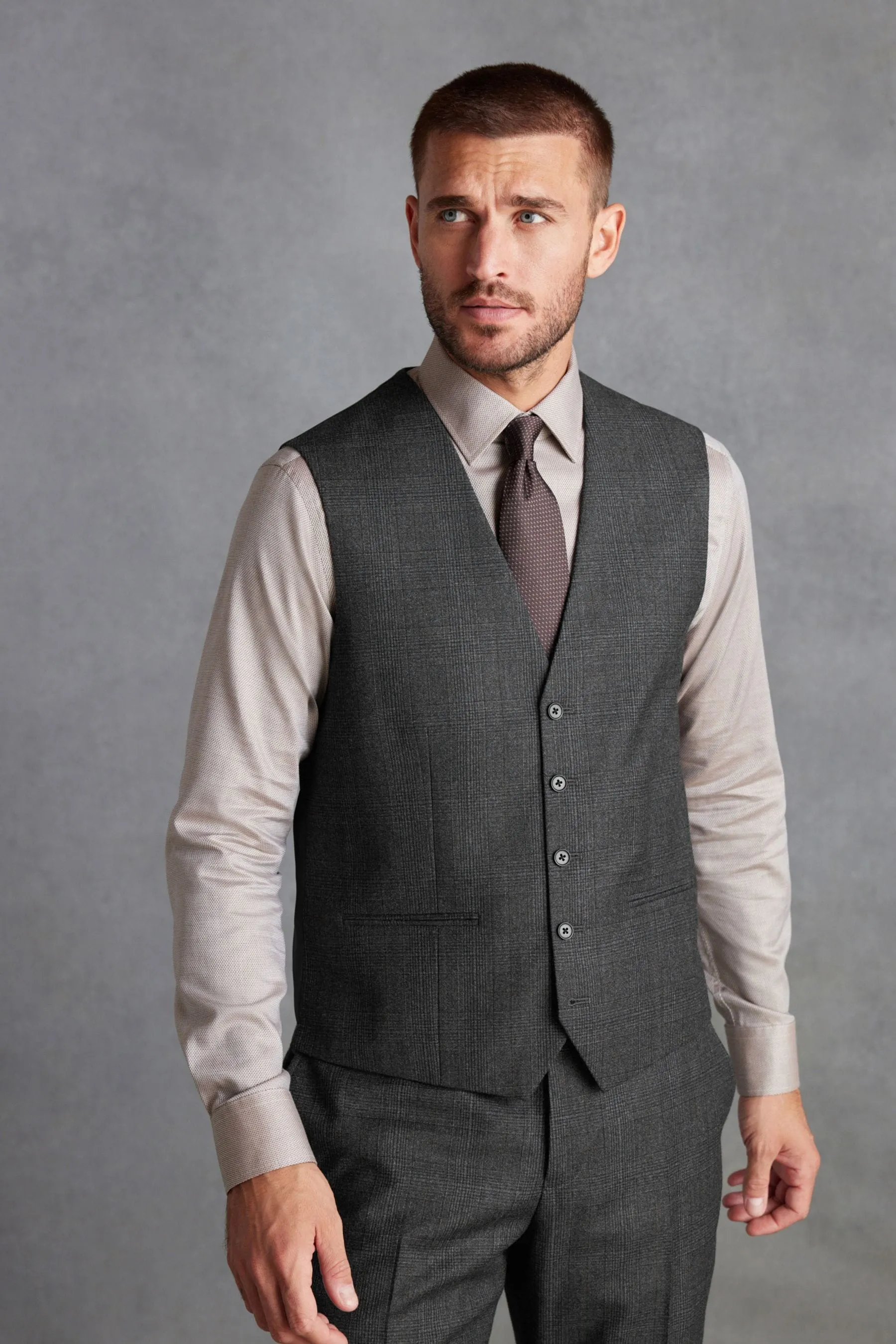 Grigio antracite  - Regular - Fit Signature TG di Fabio - Gilet A quadri in tessuto italiano