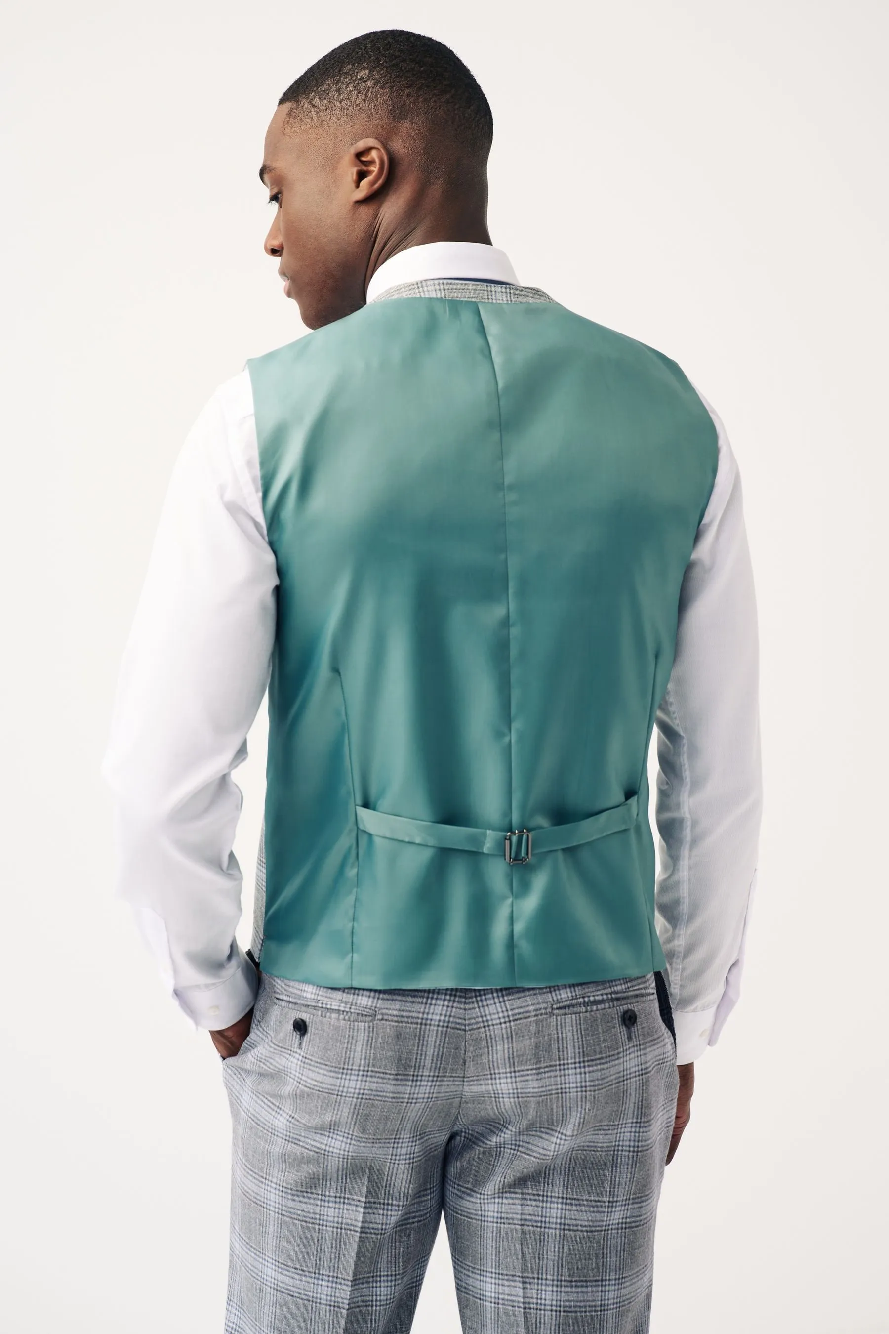 Grigio chiaro  - Regular - Gilet da completo A quadri vestibilità attillata