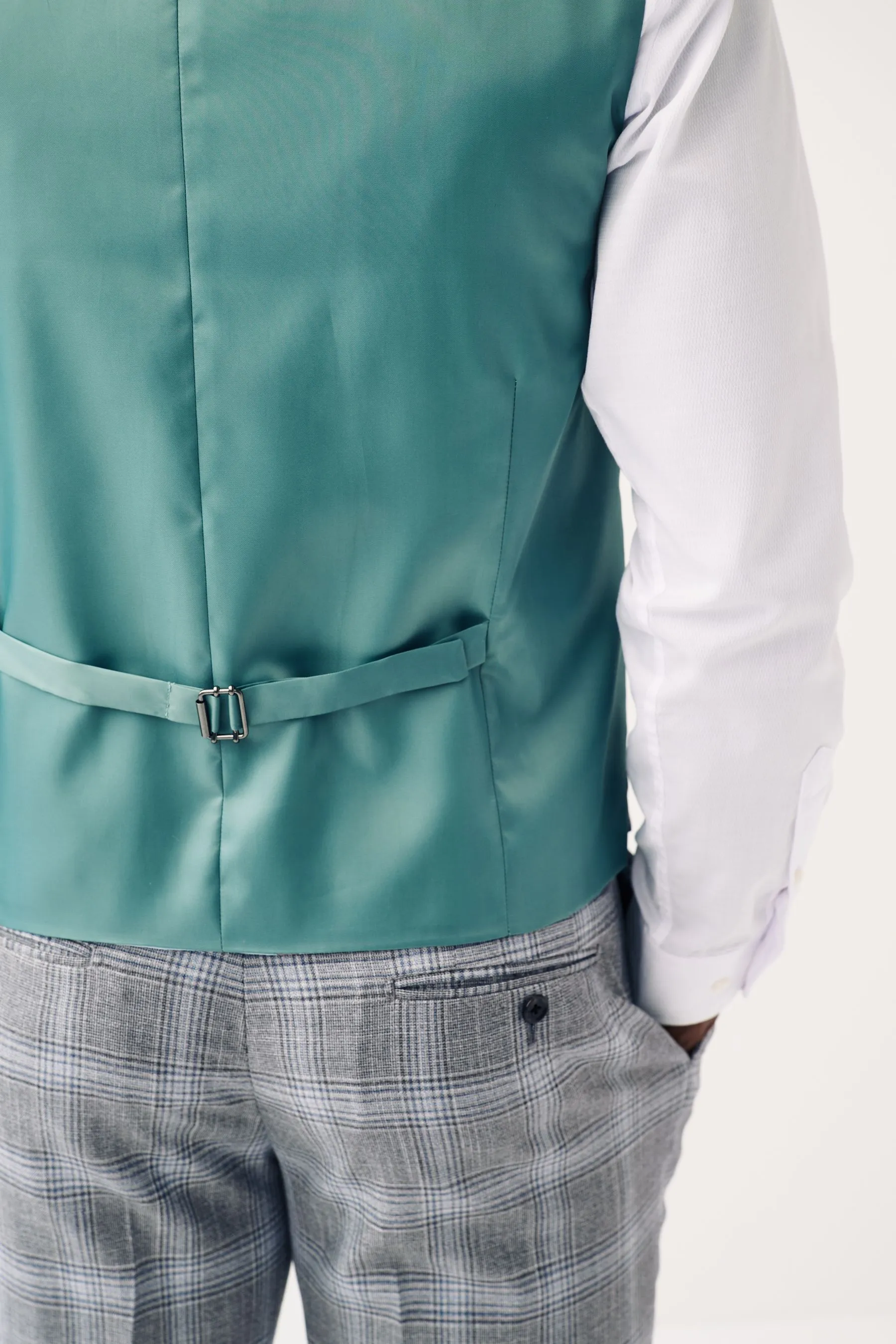 Grigio chiaro  - Regular - Gilet da completo A quadri vestibilità attillata