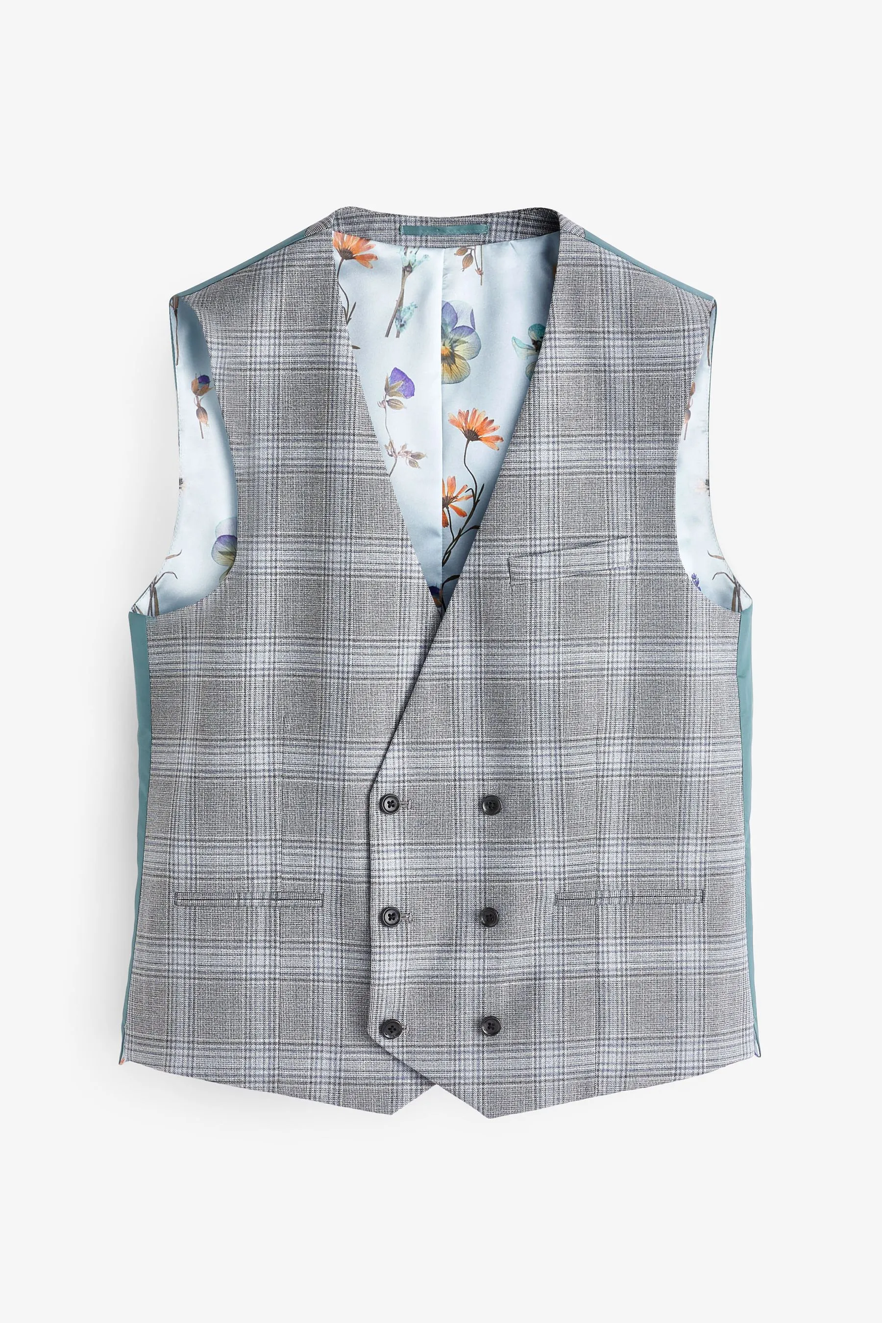 Grigio chiaro  - Regular - Gilet da completo A quadri vestibilità attillata
