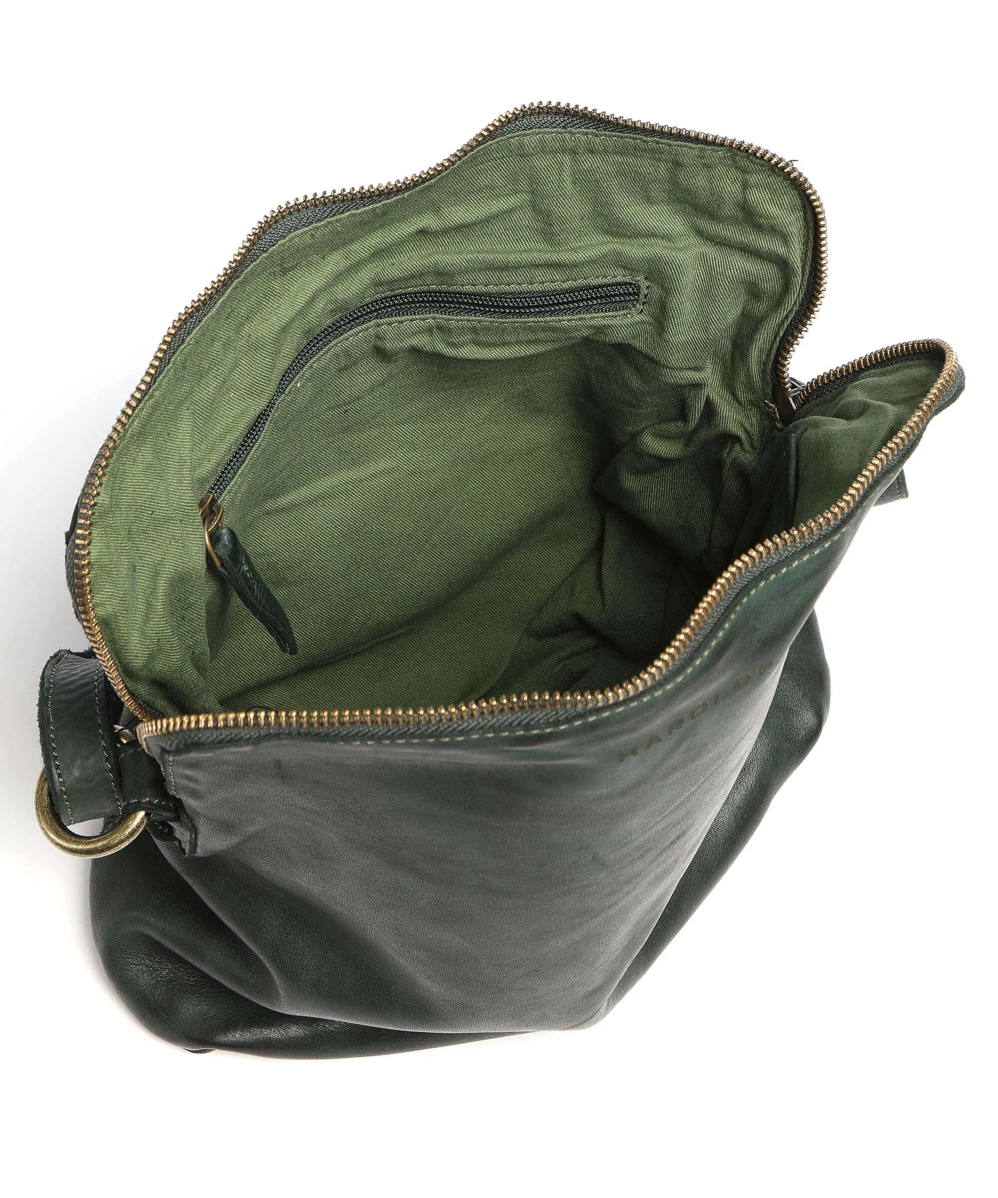  Harold's Submarine Borsa a tracolla pelle di vacchetta grana verde scuro  
