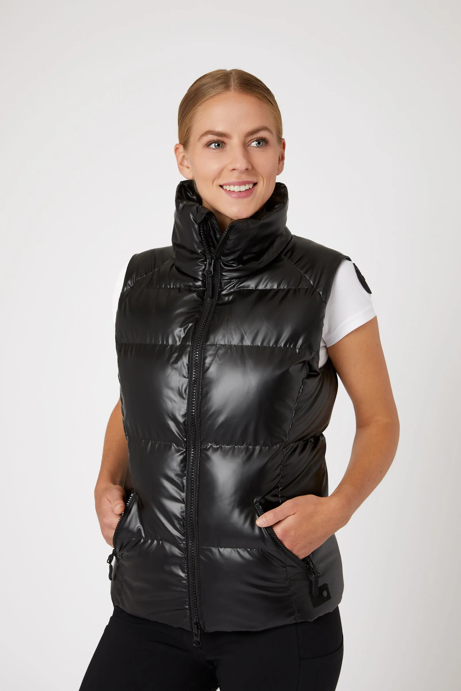 Horze Rianna Gilet imbottito lucido da equitazione per donna