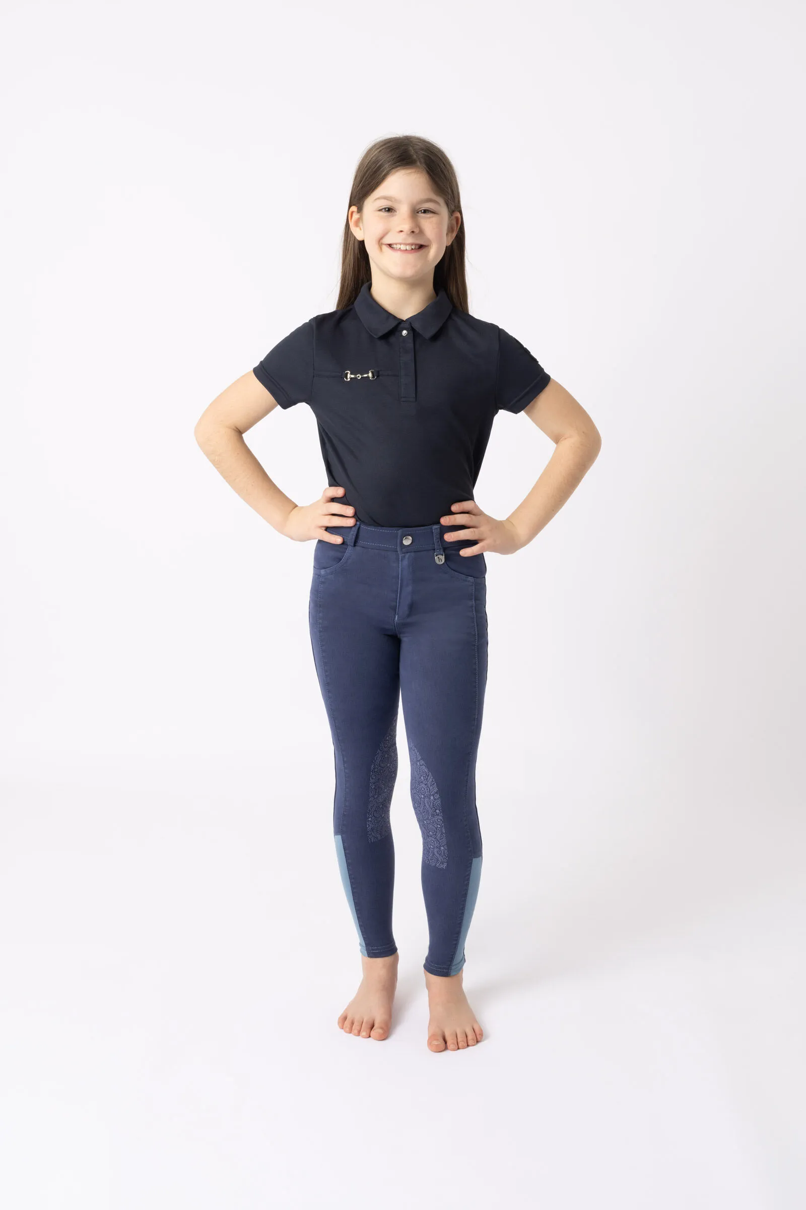 Horze Suki Pantaloni da equitazione con grip al ginocchio, da bambino