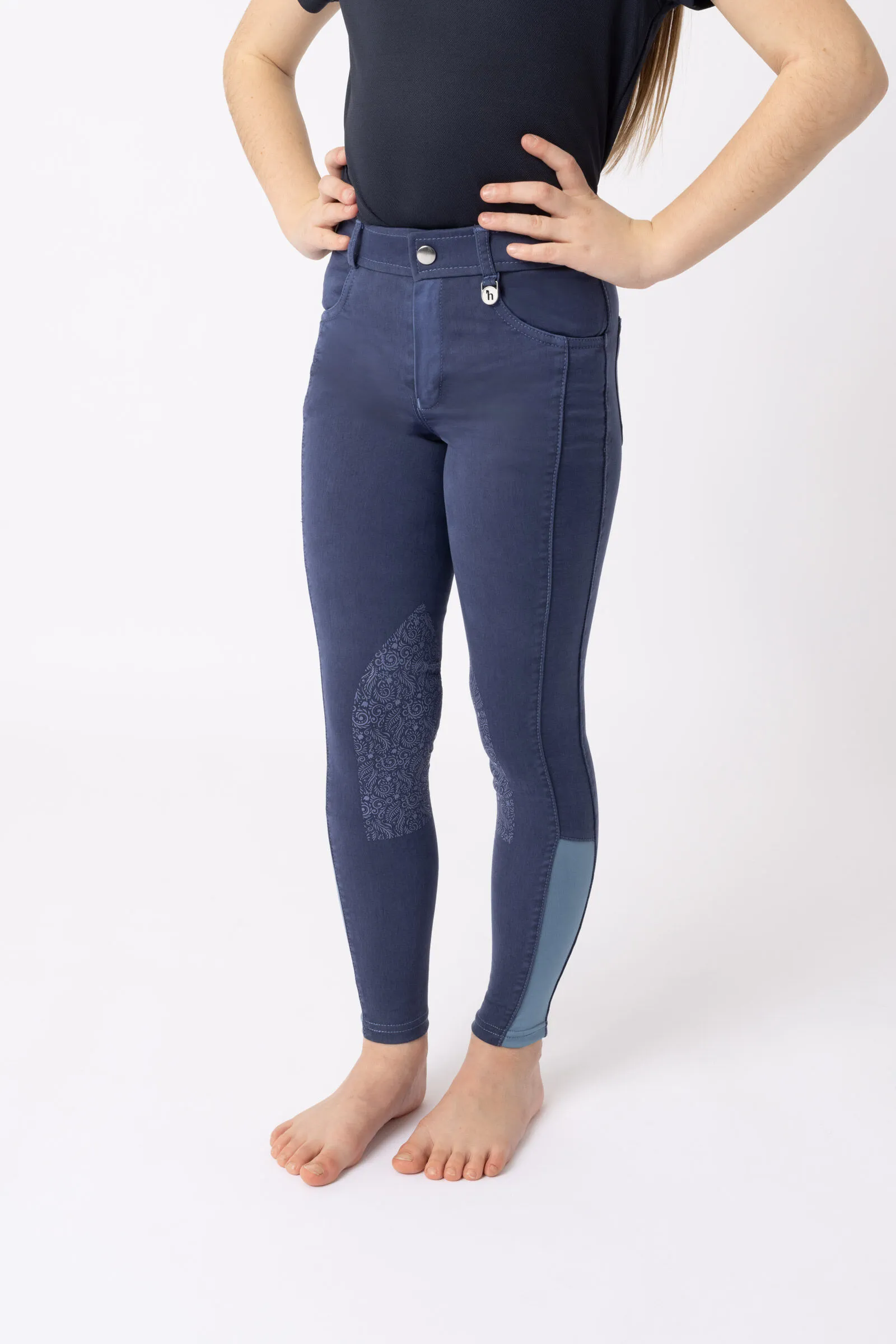 Horze Suki Pantaloni da equitazione con grip al ginocchio, da bambino