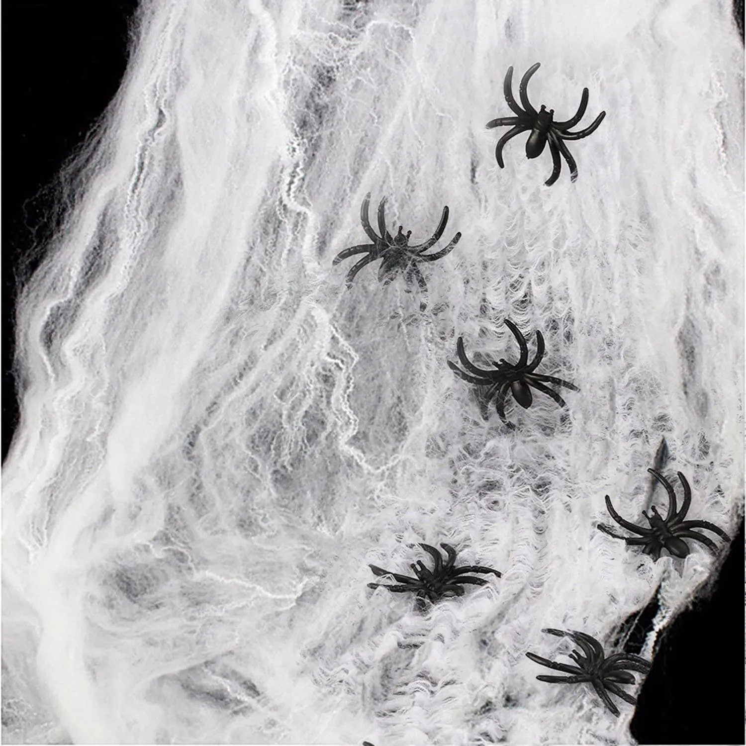 HOTSAN Decorazioni di Halloween di ragnatele estensibili - Ragnatela spettrale all'aperto Coperta con 25 Ragni Falsi, Ragnatela 