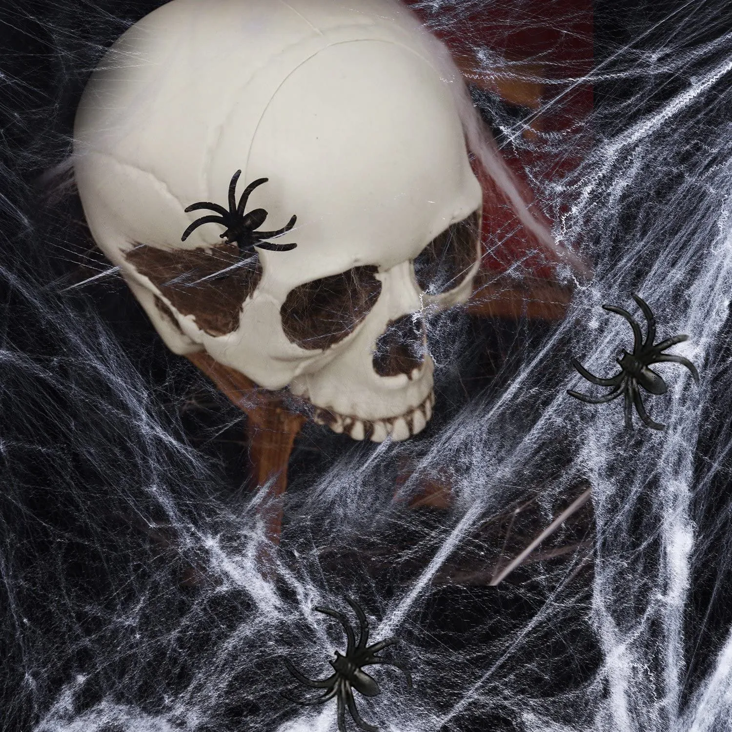 HOTSAN Decorazioni di Halloween di ragnatele estensibili - Ragnatela spettrale all'aperto Coperta con 25 Ragni Falsi, Ragnatela 