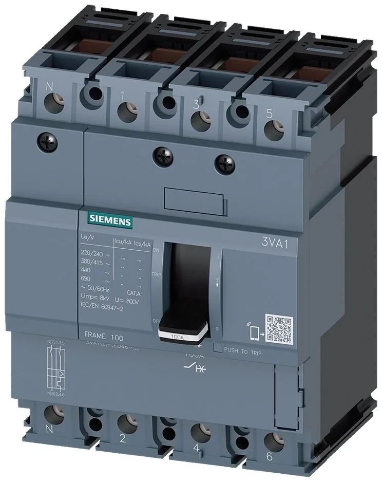 Interruttore automatico con contenitore stampato MCCB 3VA10402ED460AA0, 4, 40A, potere di interruzione 16 kA, Guida DIN