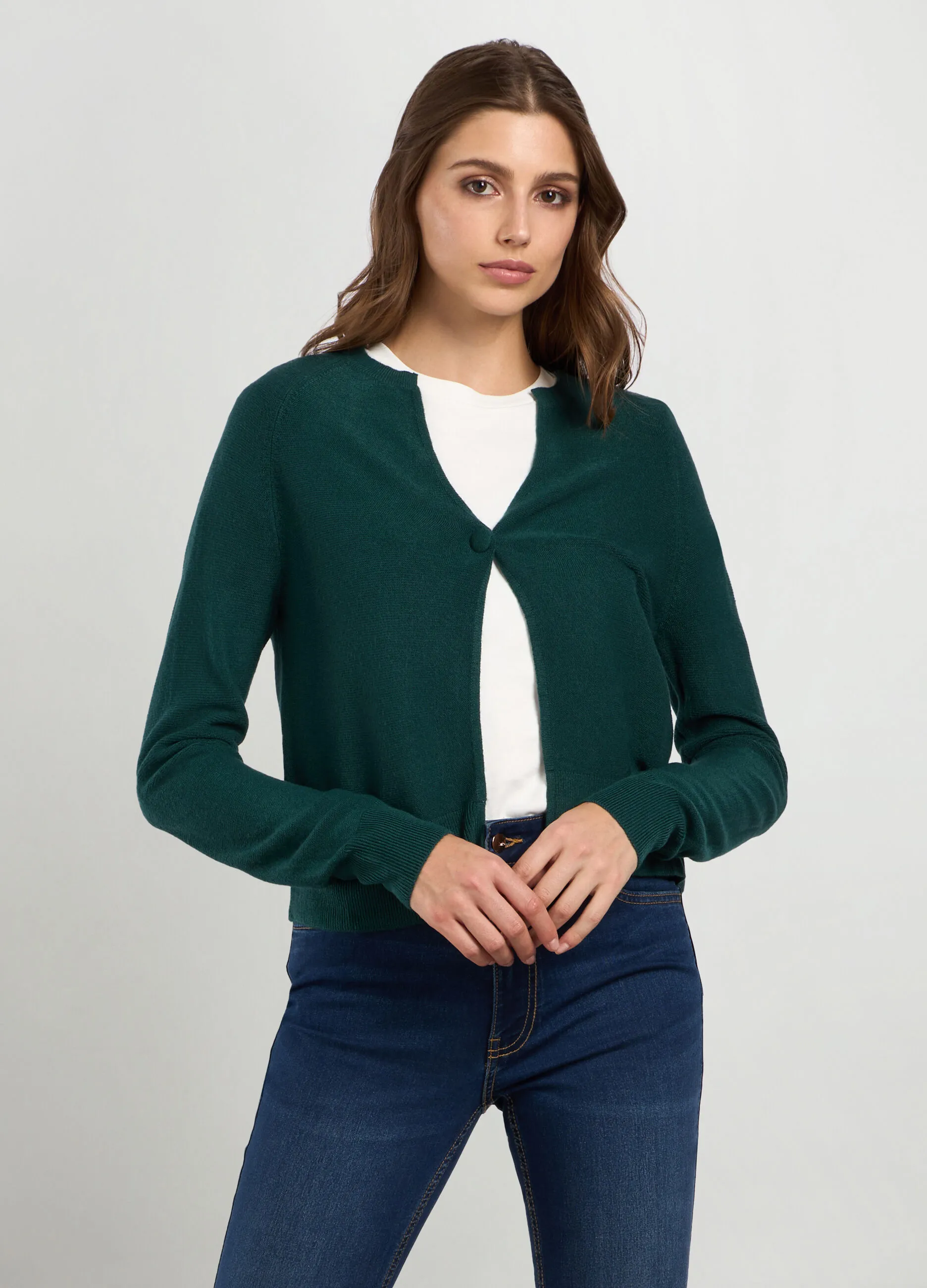 IWIE  Cardigan tricot mono bottone donna