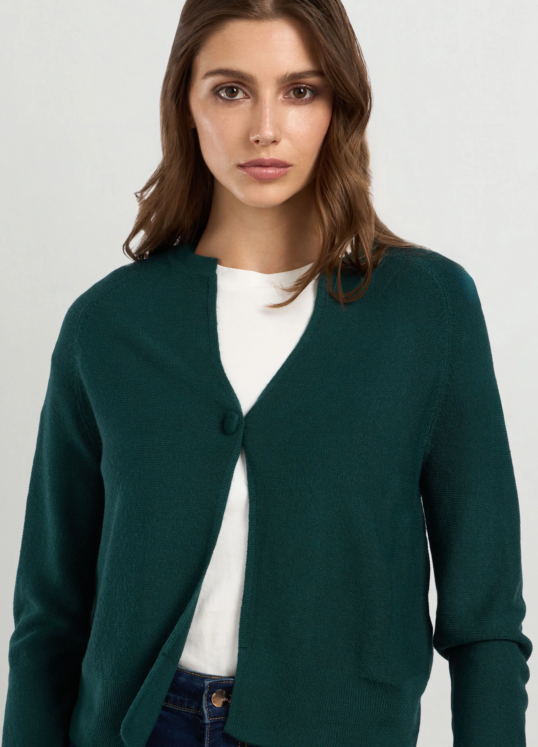 IWIE  Cardigan tricot mono bottone donna