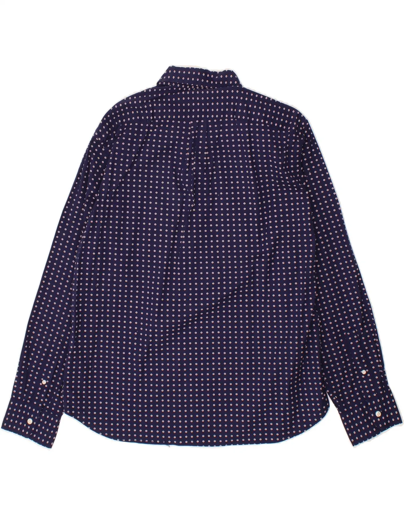 J. CREW Mens Slim Shirt Large Navy Blue Spotted Cotton