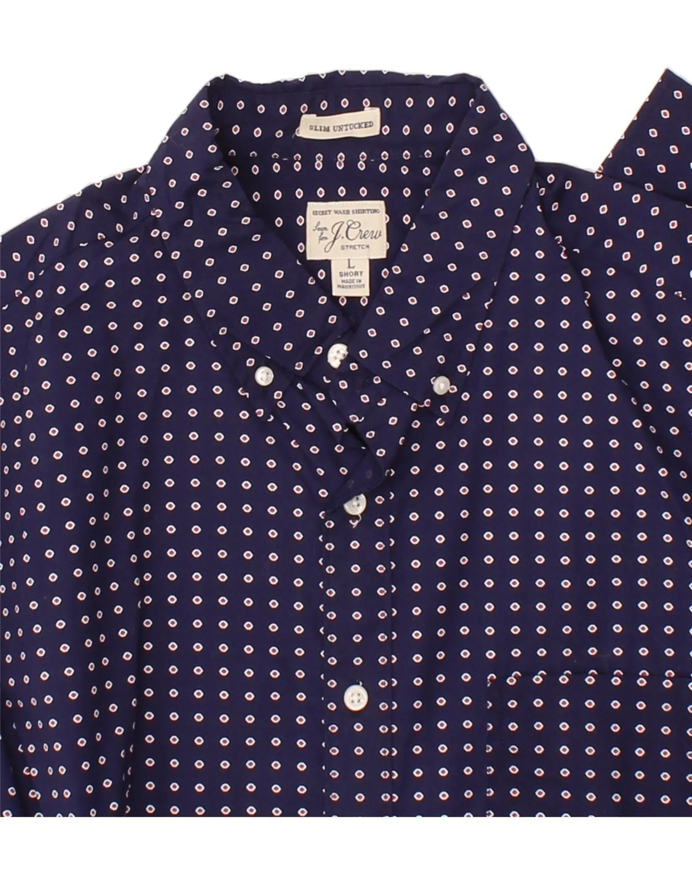 J. CREW Mens Slim Shirt Large Navy Blue Spotted Cotton