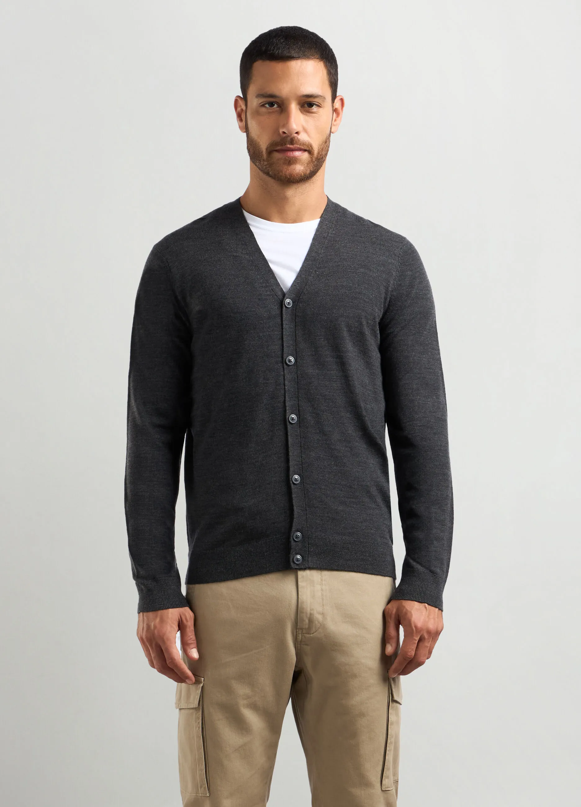J. HART & BROS  Cardigan collo a V maglia rasata uomo