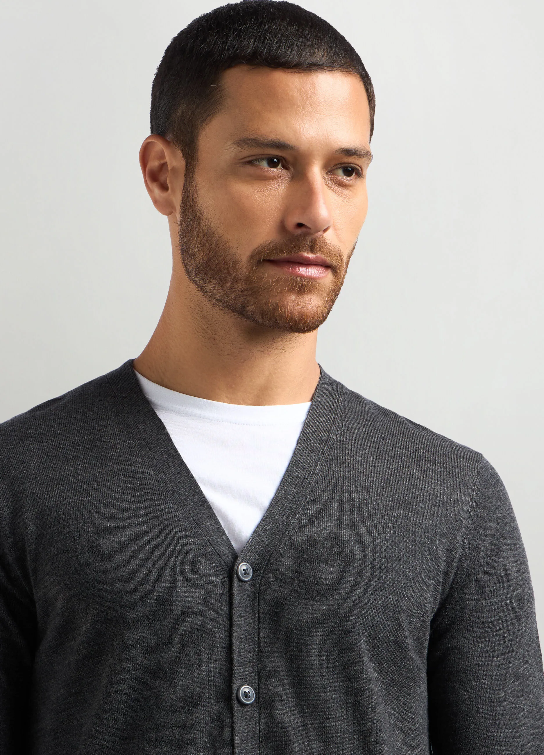J. HART & BROS  Cardigan collo a V maglia rasata uomo
